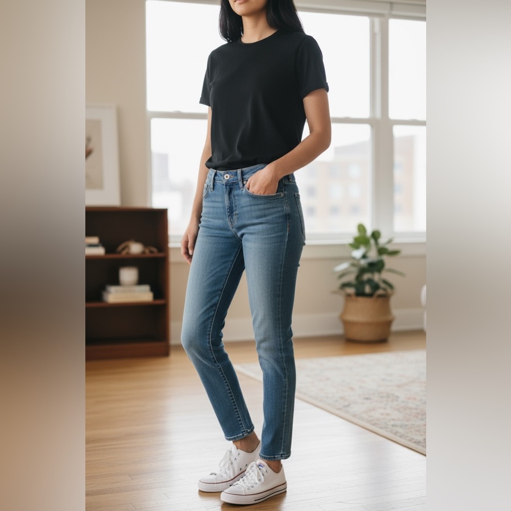 Everlane | Rigid Denim High waist Straight Ankle Jeans‎ 25 Regular 139393